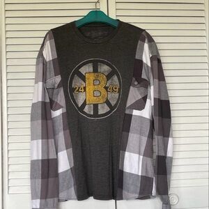 Upcycled Boston Bruins Flannel Tee